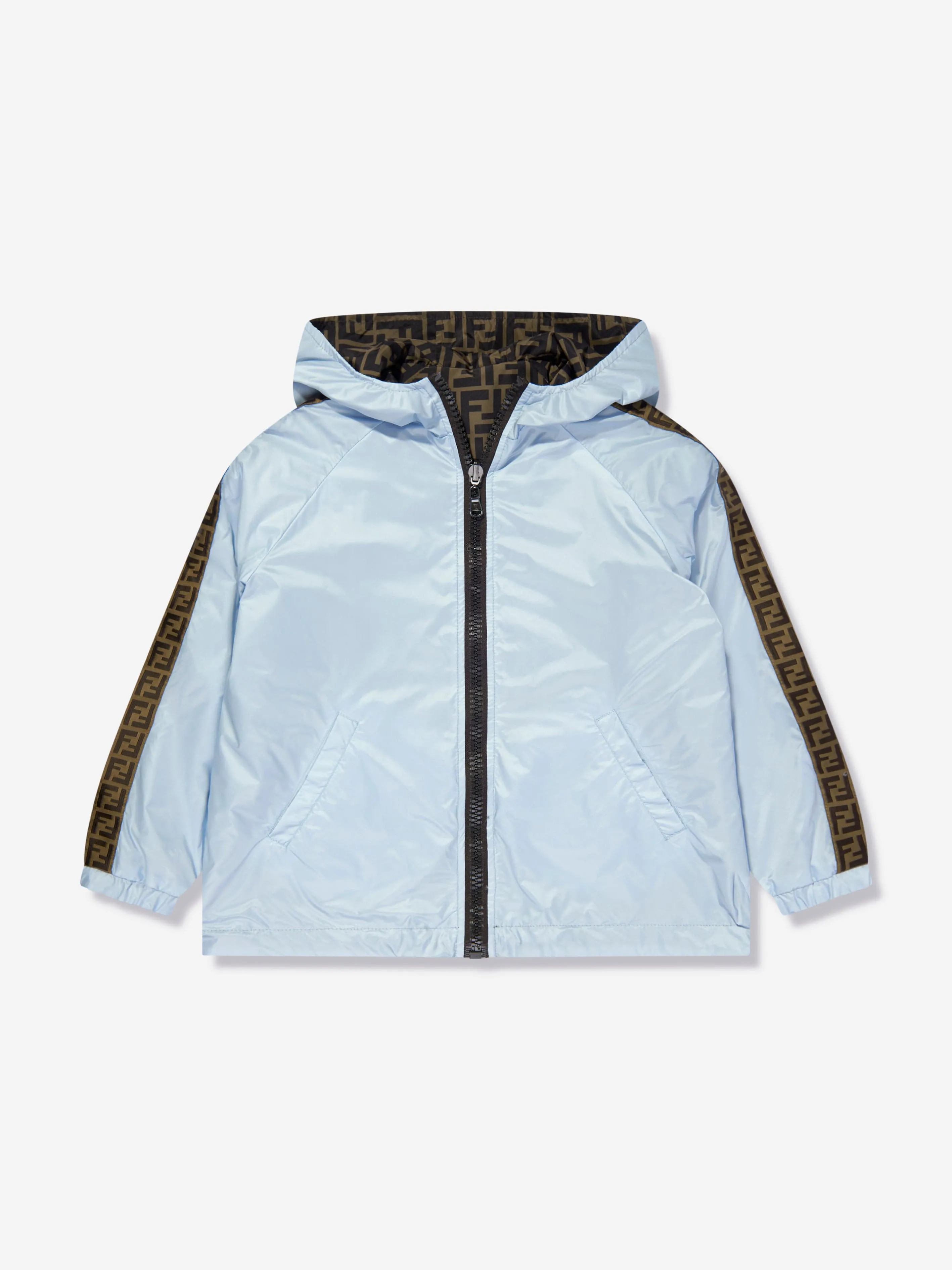 Fendi Kids FF Logo Reversible Windbreaker in Blue