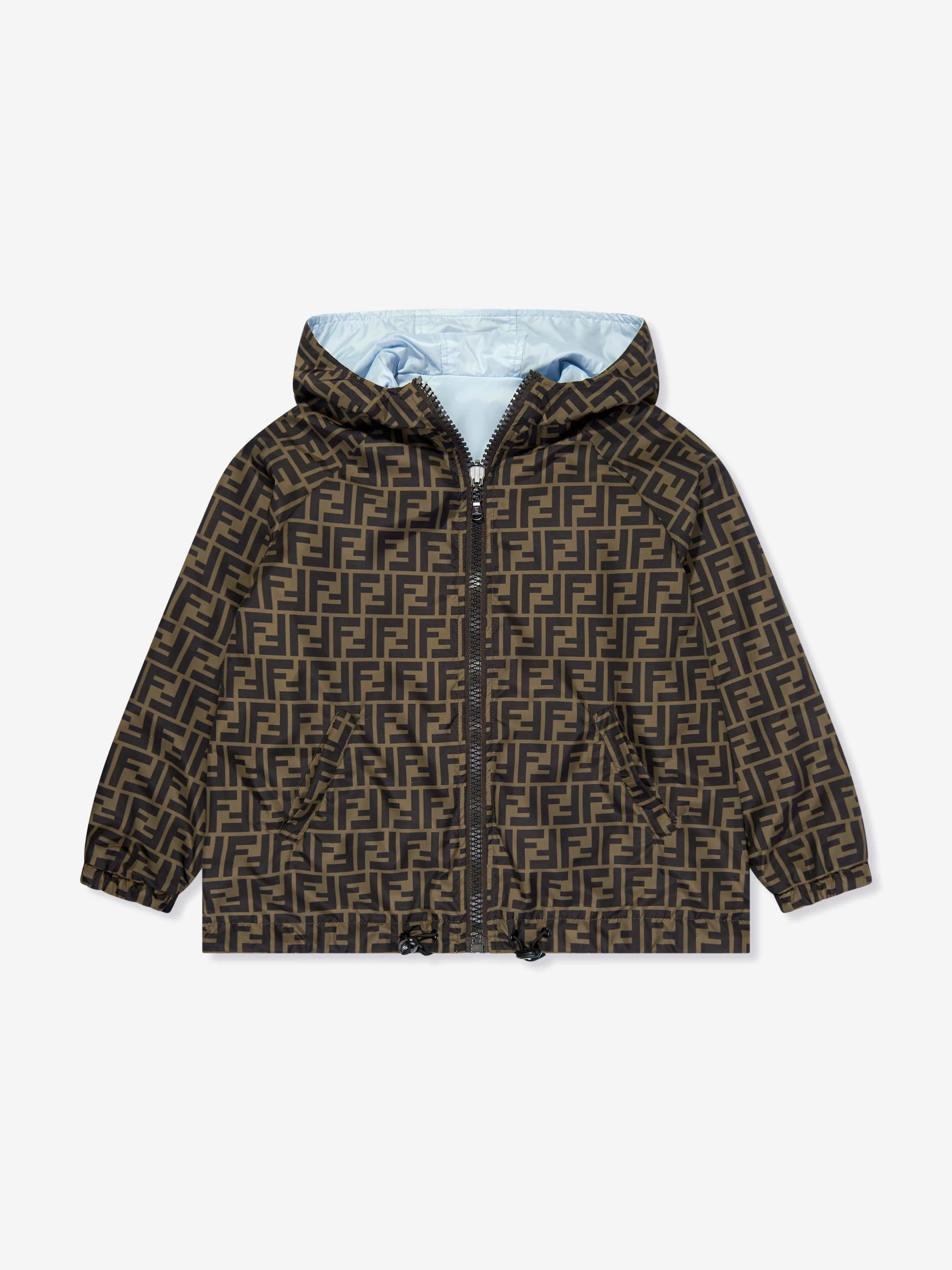 Fendi Kids FF Logo Reversible Windbreaker in Blue