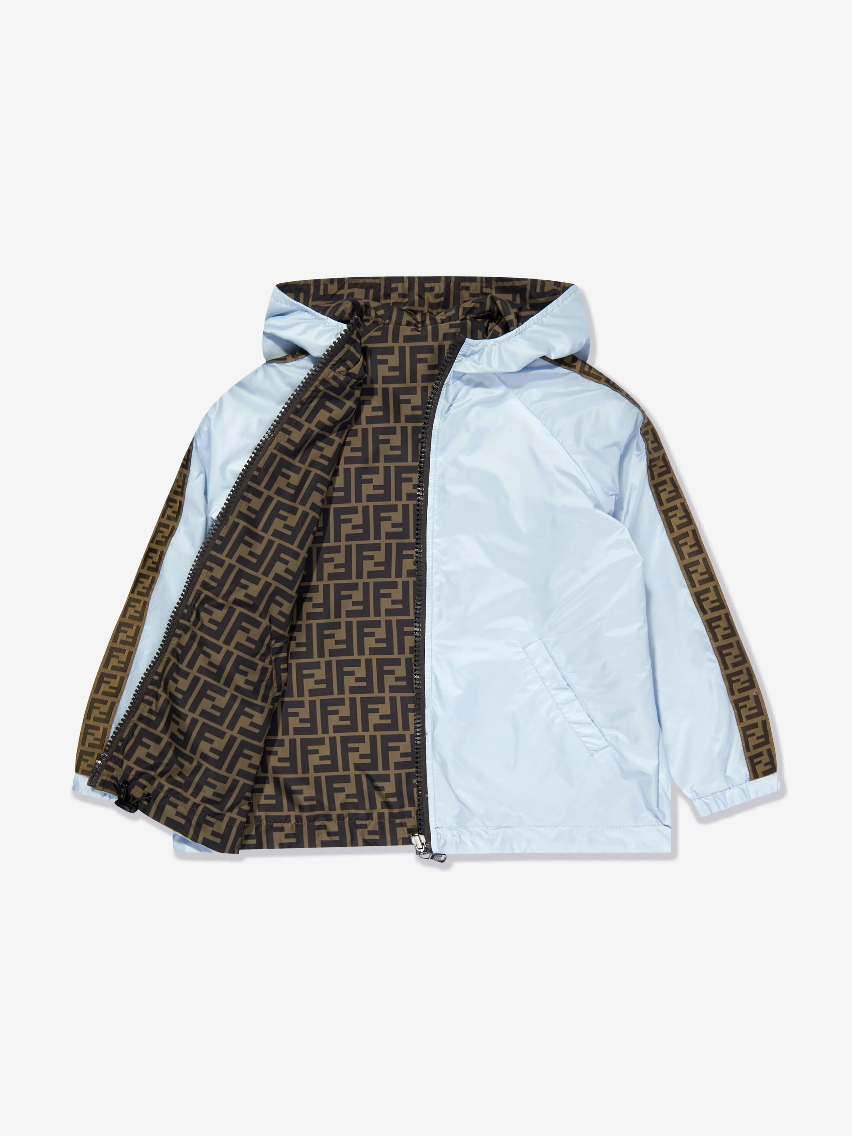 Fendi Kids FF Logo Reversible Windbreaker in Blue