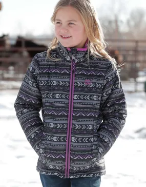 Girls Cruel Girl Purple and Black Aztec Quilted Jacket