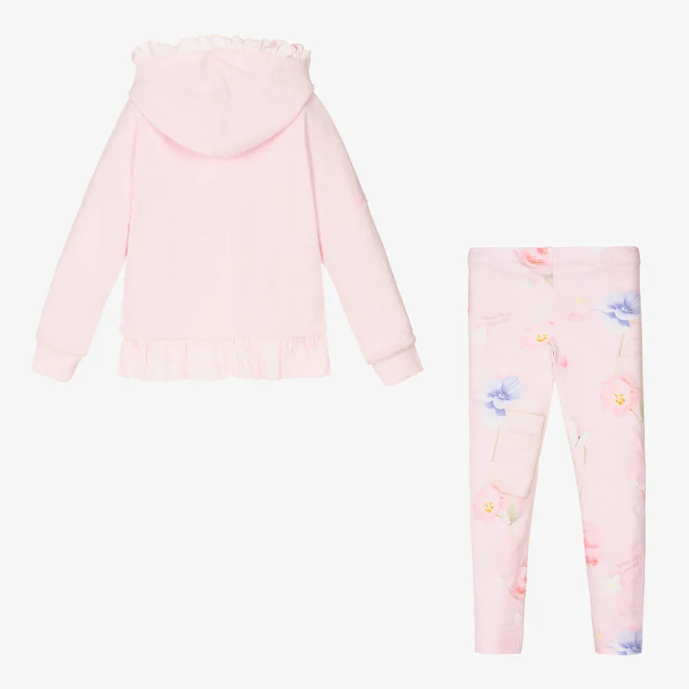 Girls Pink Cotton Reversible Leggings Set