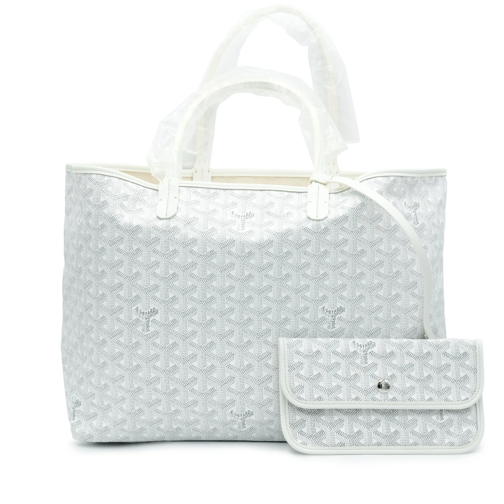 Goyard White Goyardine Canvas and Chevroches Calfskin Saint Louis PM Tote