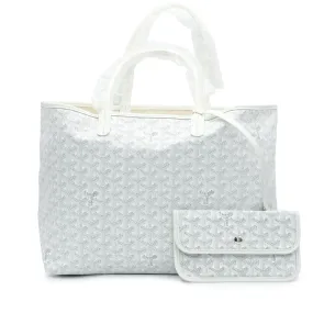 Goyard White Goyardine Canvas and Chevroches Calfskin Saint Louis PM Tote