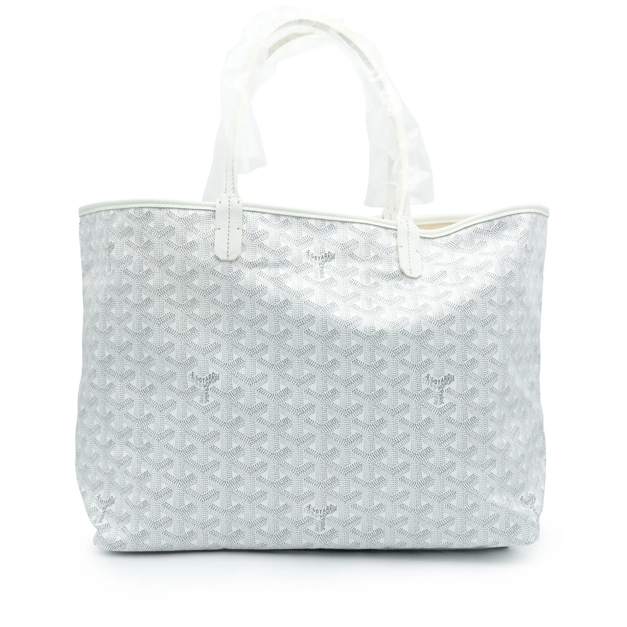 Goyard White Goyardine Canvas and Chevroches Calfskin Saint Louis PM Tote