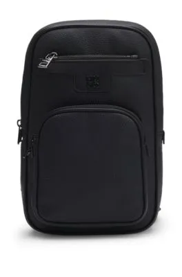 Grained mono-strap backpack with stacked logo