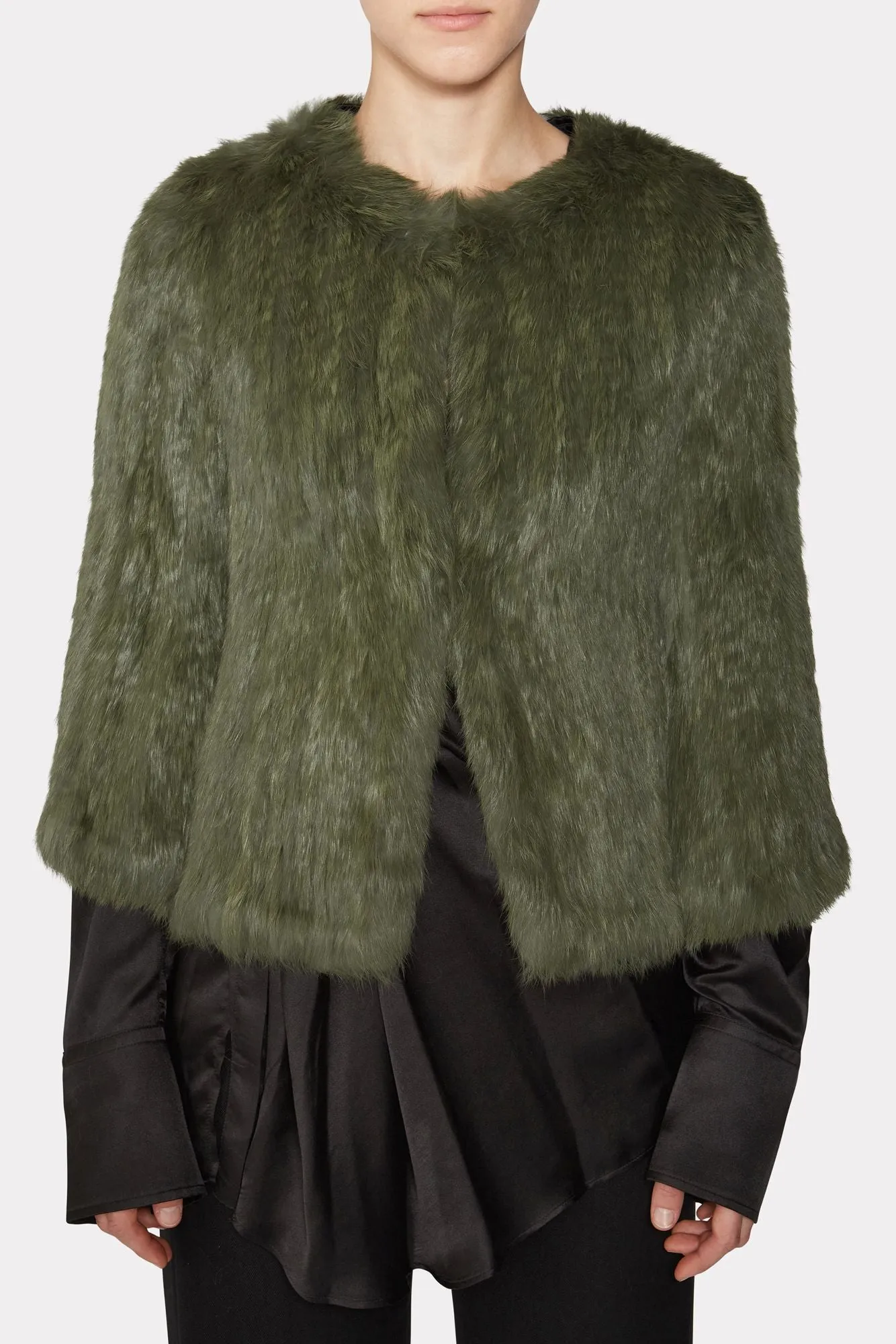 Green Knitted Rabbit Fur Coat