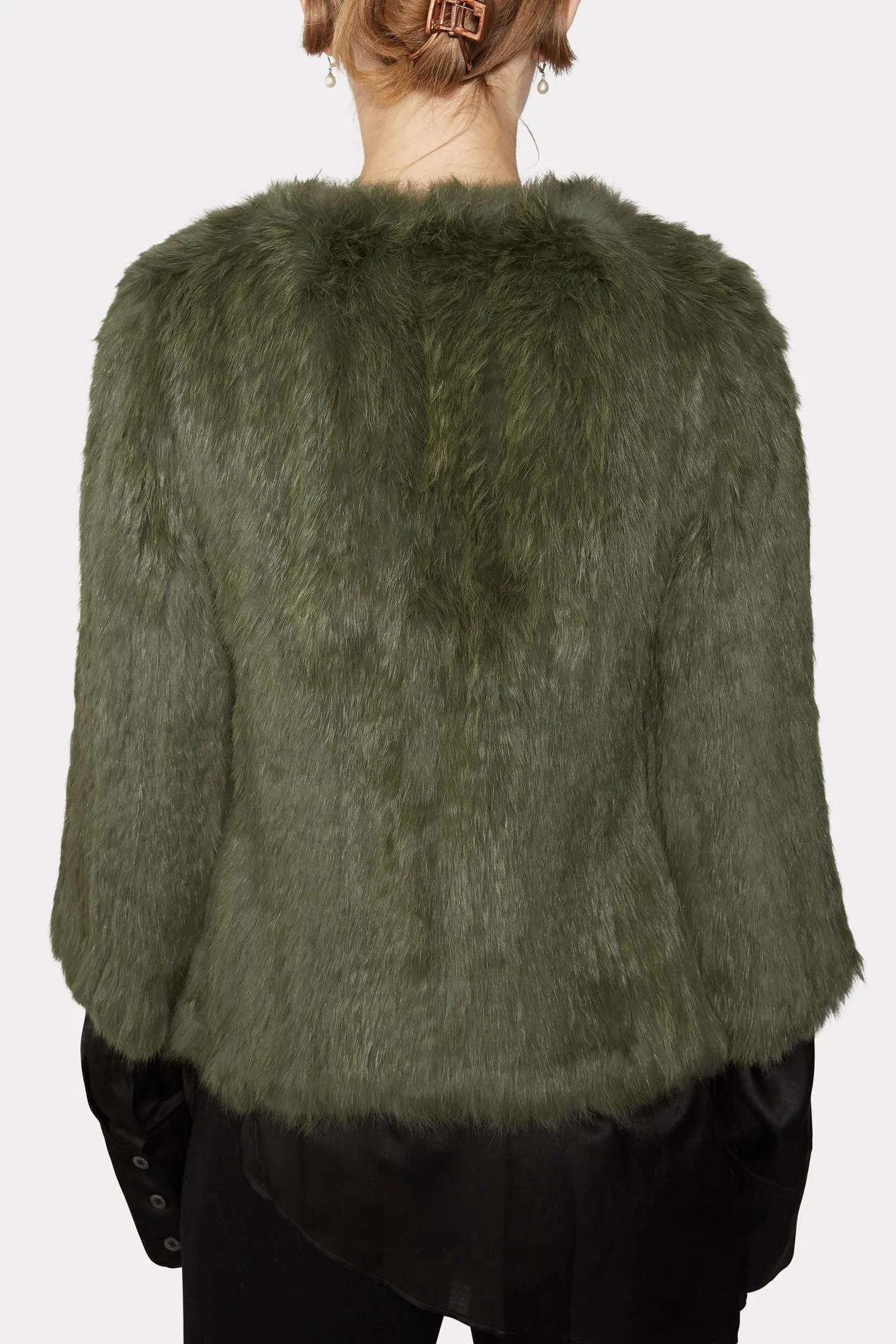 Green Knitted Rabbit Fur Coat