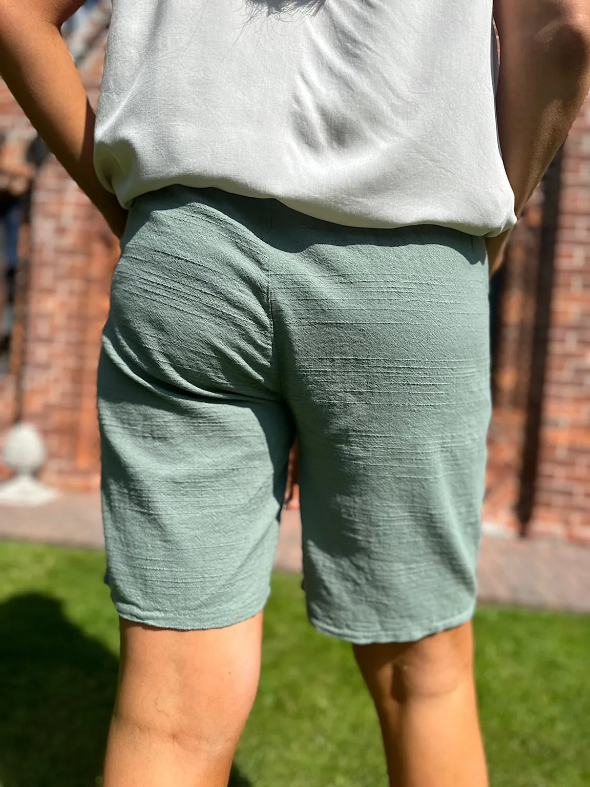 Khaki Linen Blend Shorts