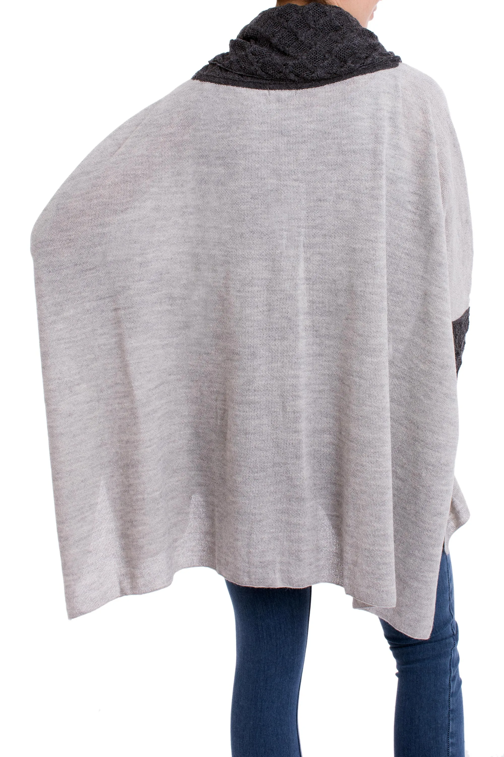 Knit Alpaca Blend Pullover in Dove Grey from Peru, 