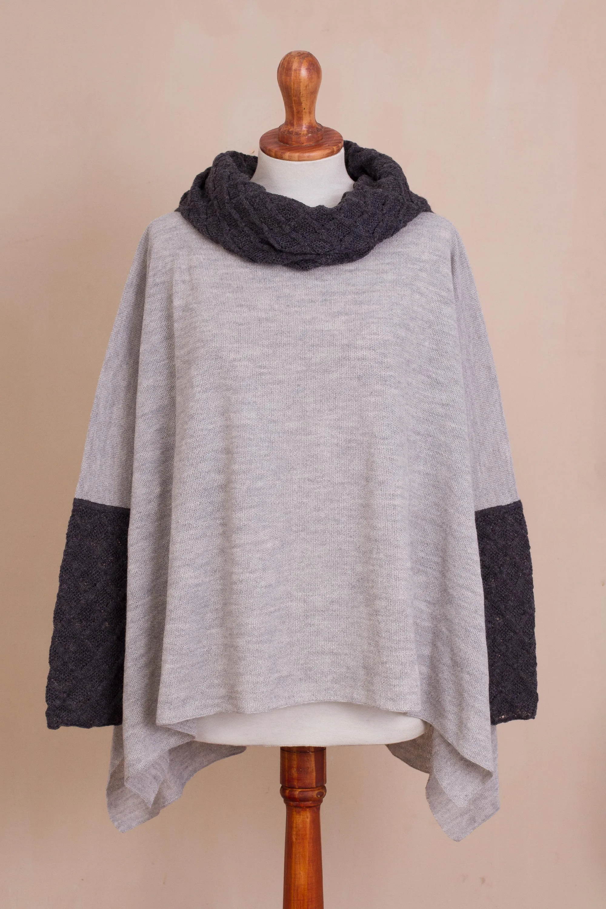 Knit Alpaca Blend Pullover in Dove Grey from Peru, 