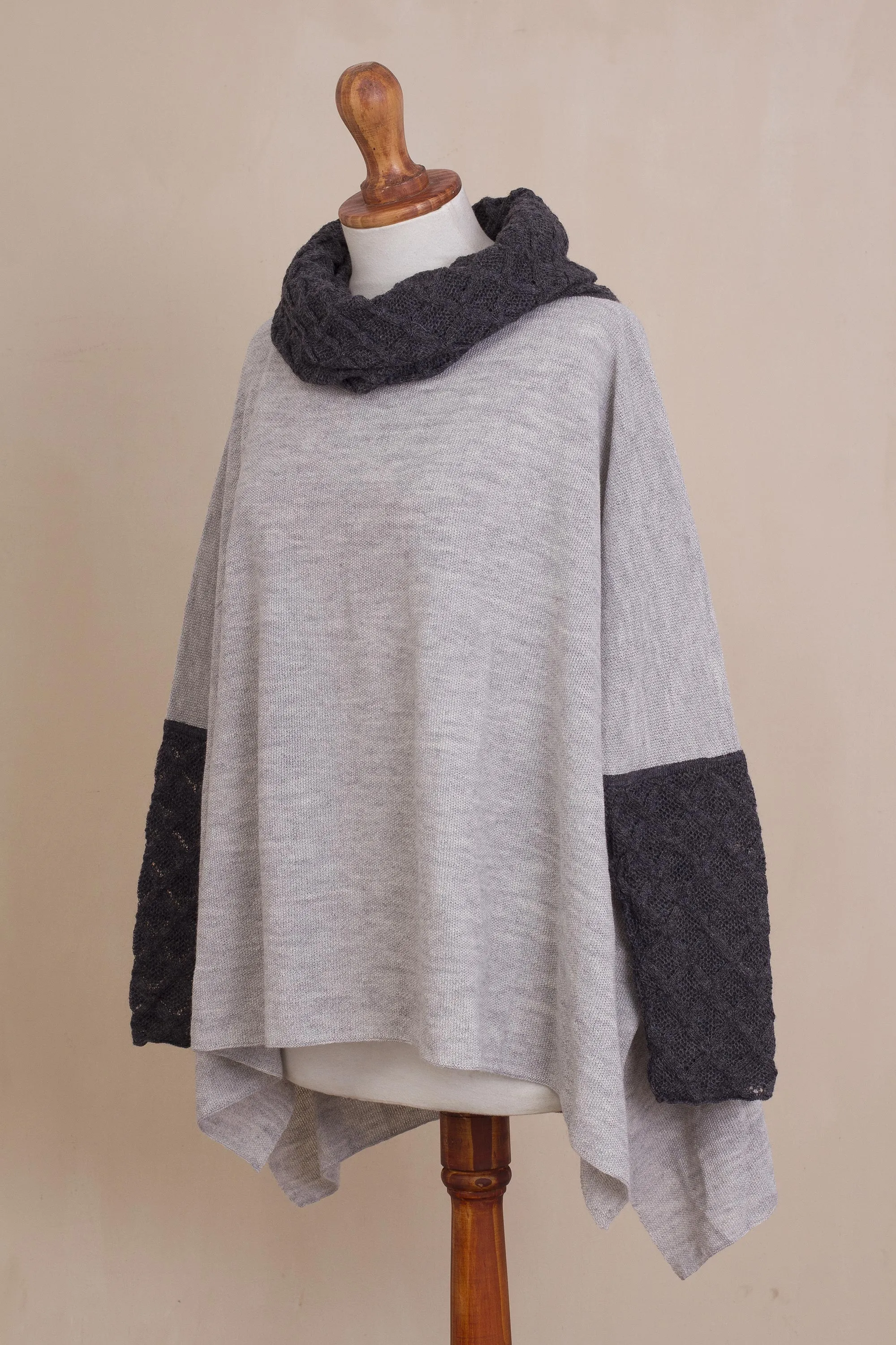 Knit Alpaca Blend Pullover in Dove Grey from Peru, 