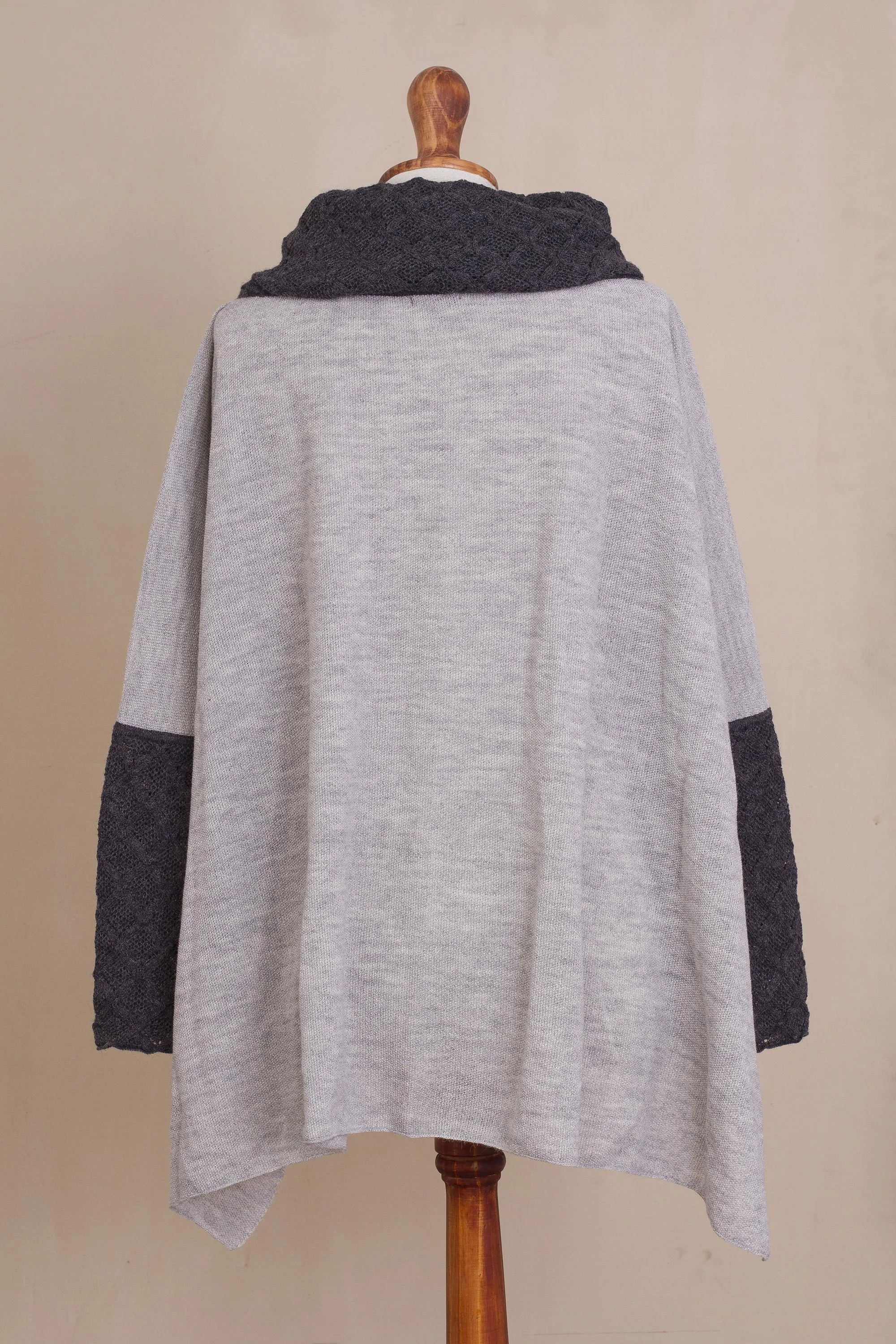 Knit Alpaca Blend Pullover in Dove Grey from Peru, 