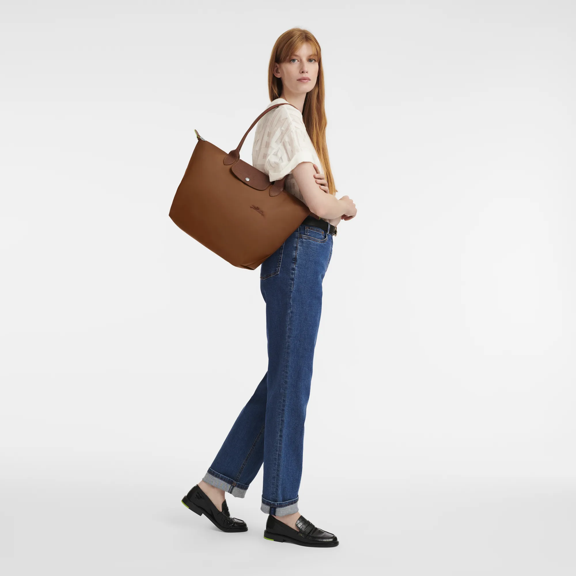 Le Pliage Green L Tote bag Cognac - Recycled canvas