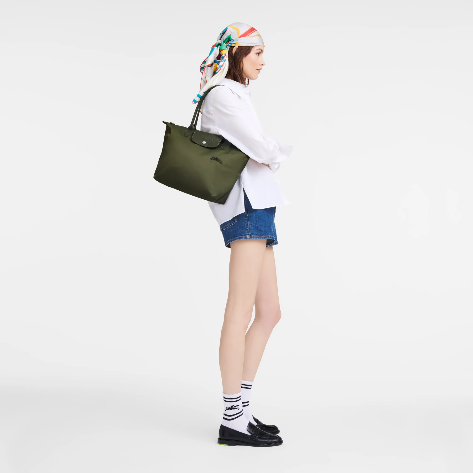 Le Pliage Green M Tote bag Forest - Recycled canvas