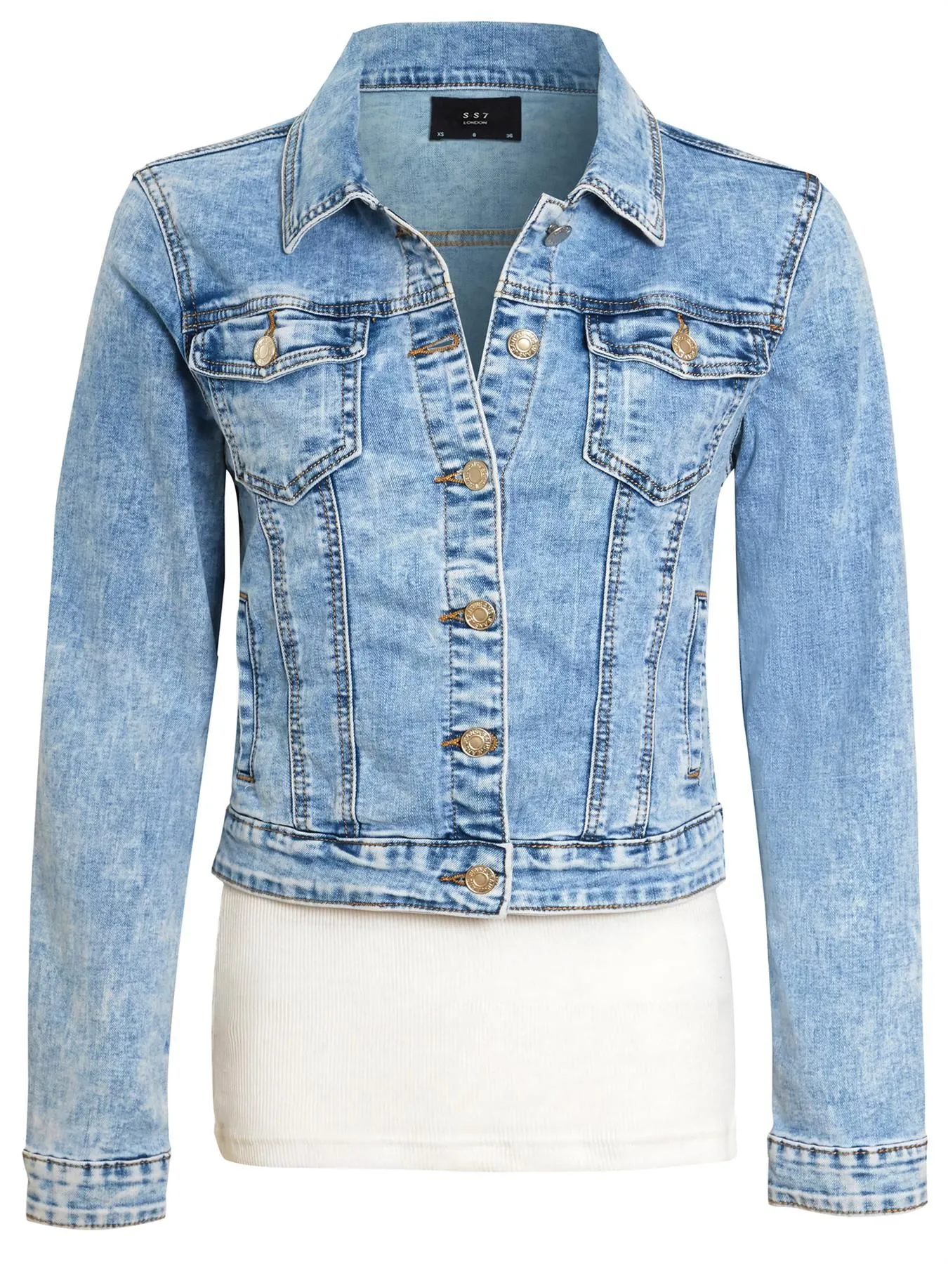 Light Blue Stretch Denim Jacket, UK Sizes 8 to 16