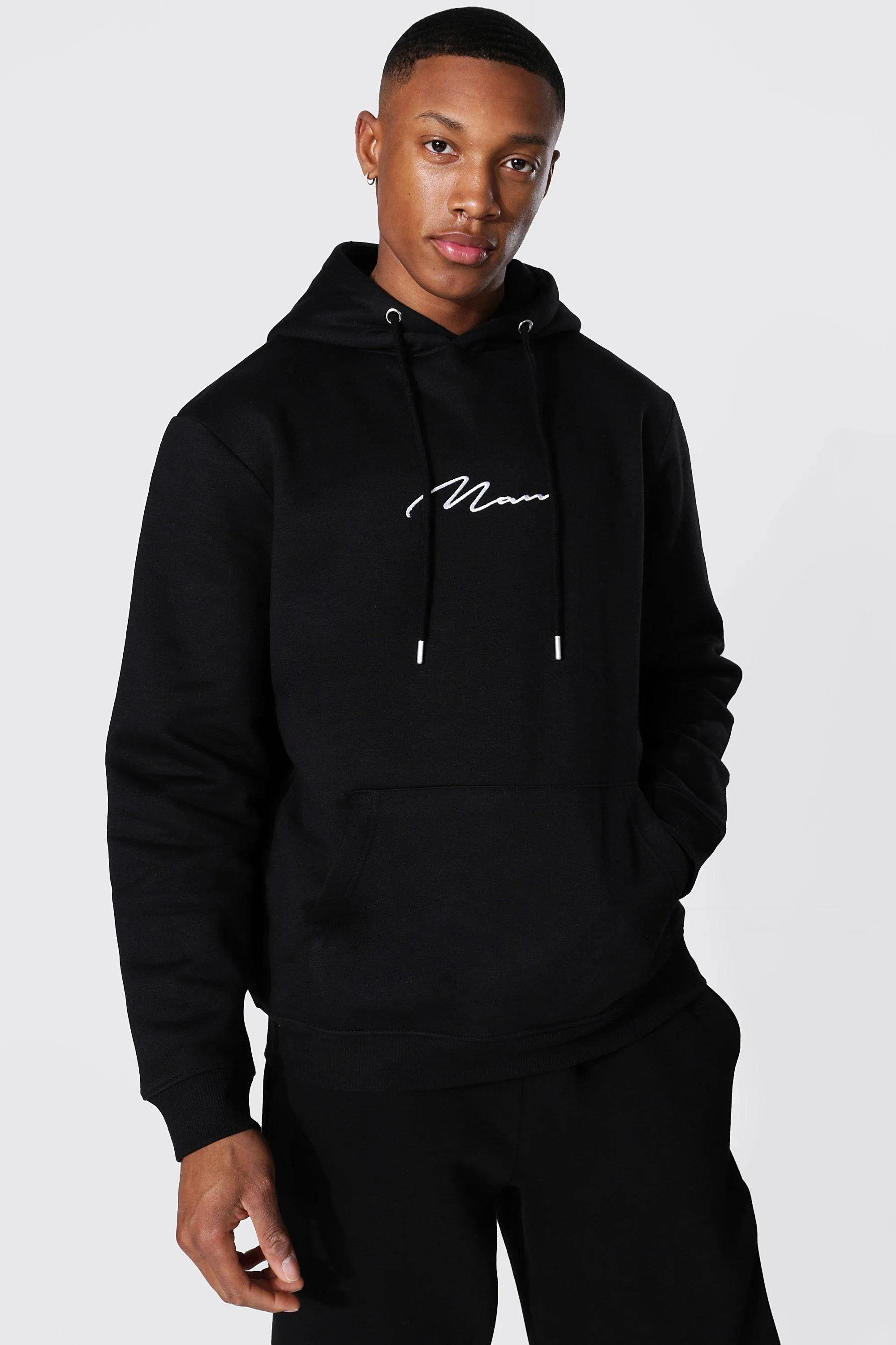 Man Signature Regular Hoodie | boohooMAN UK