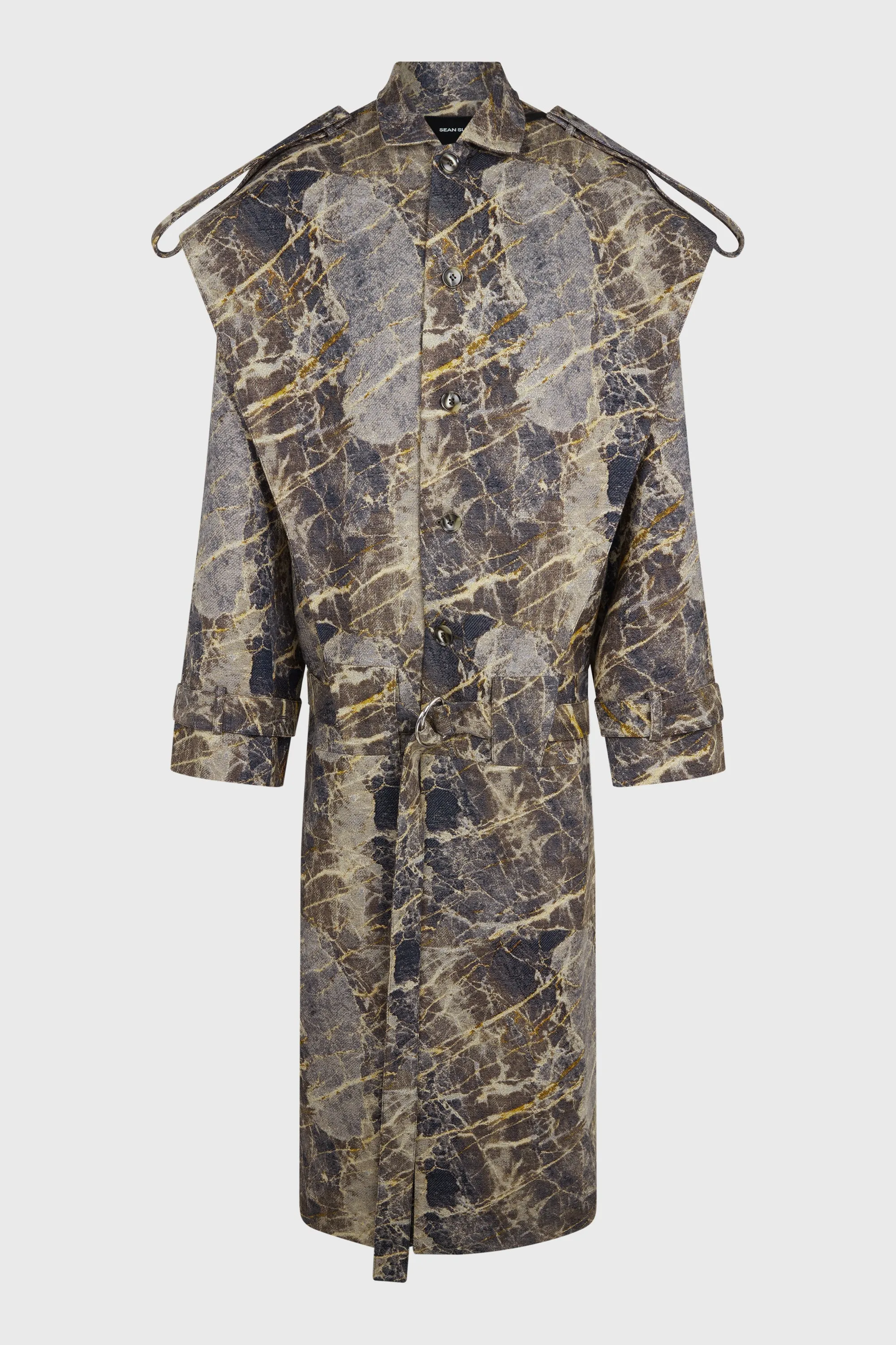 MARBLED JACQUARD LONG COAT