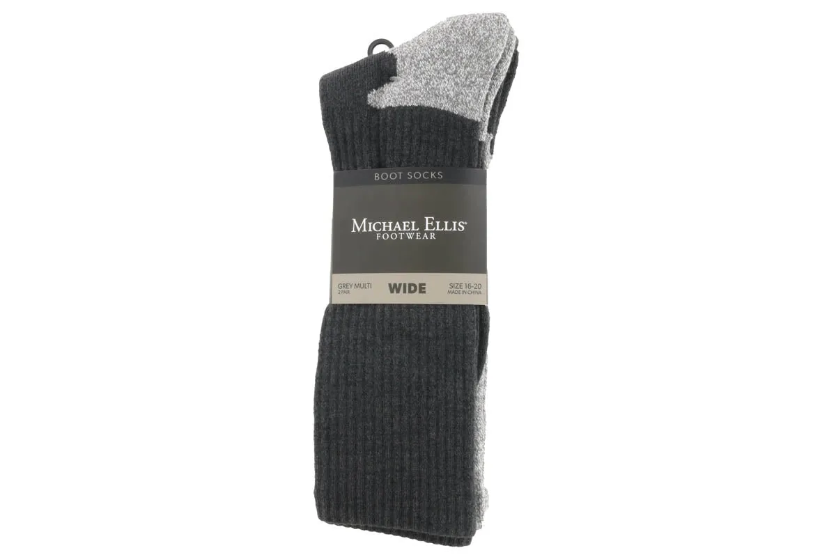 Michael Ellis BIG Work Boot & Hiking Socks Grey 2-Pack - Wide