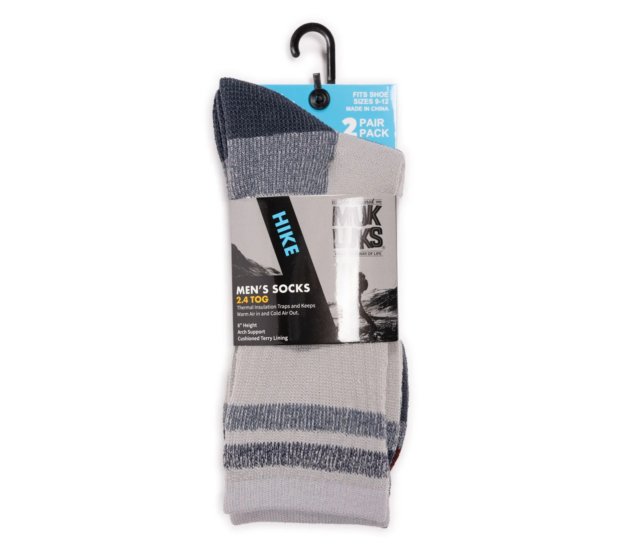 MUK LUKS Men's Set of 2 Heat Retainer Hiking 8" Socks