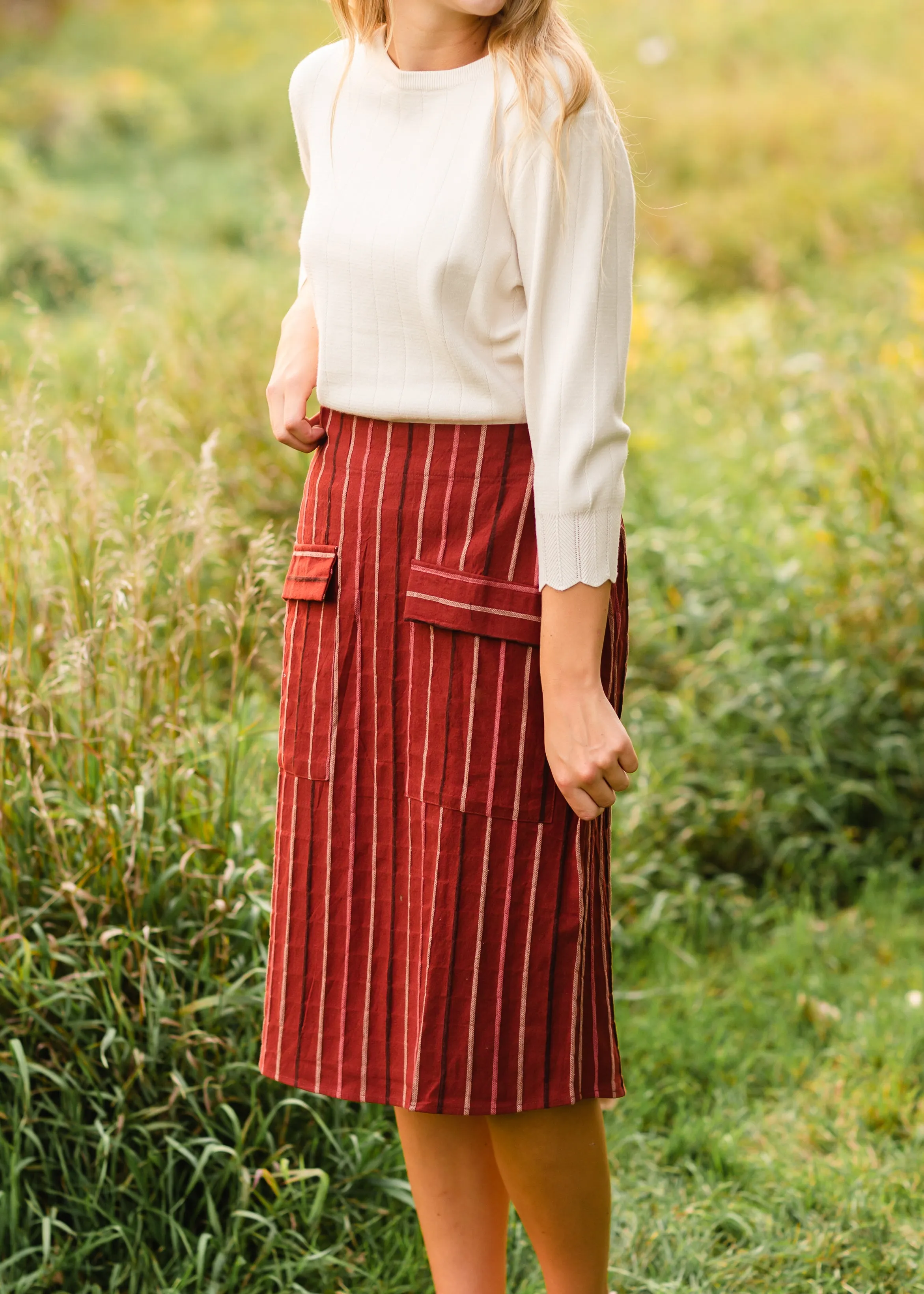 Oatmeal Scalloped Detail Sweater