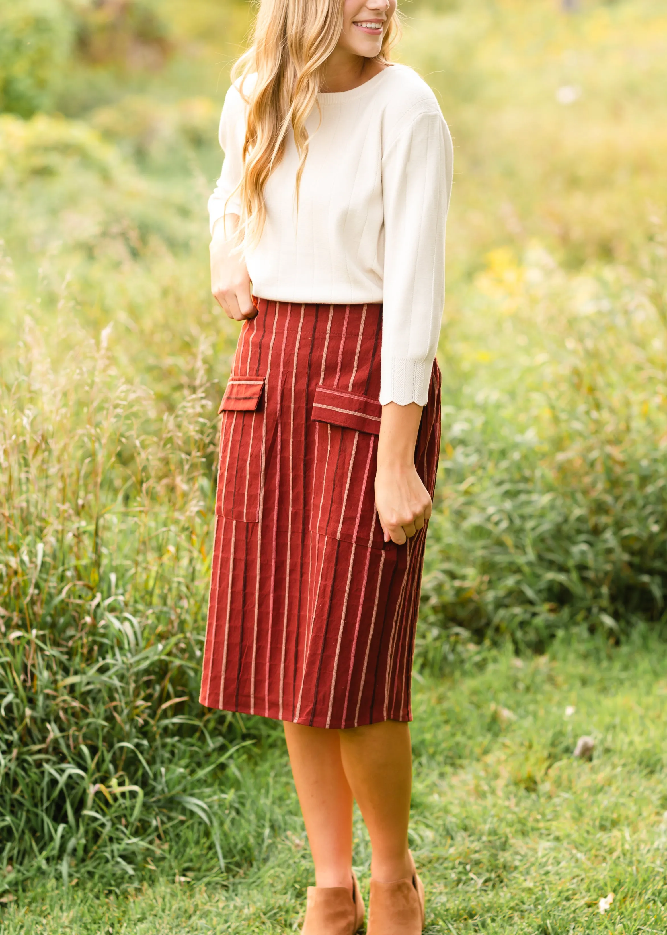 Oatmeal Scalloped Detail Sweater