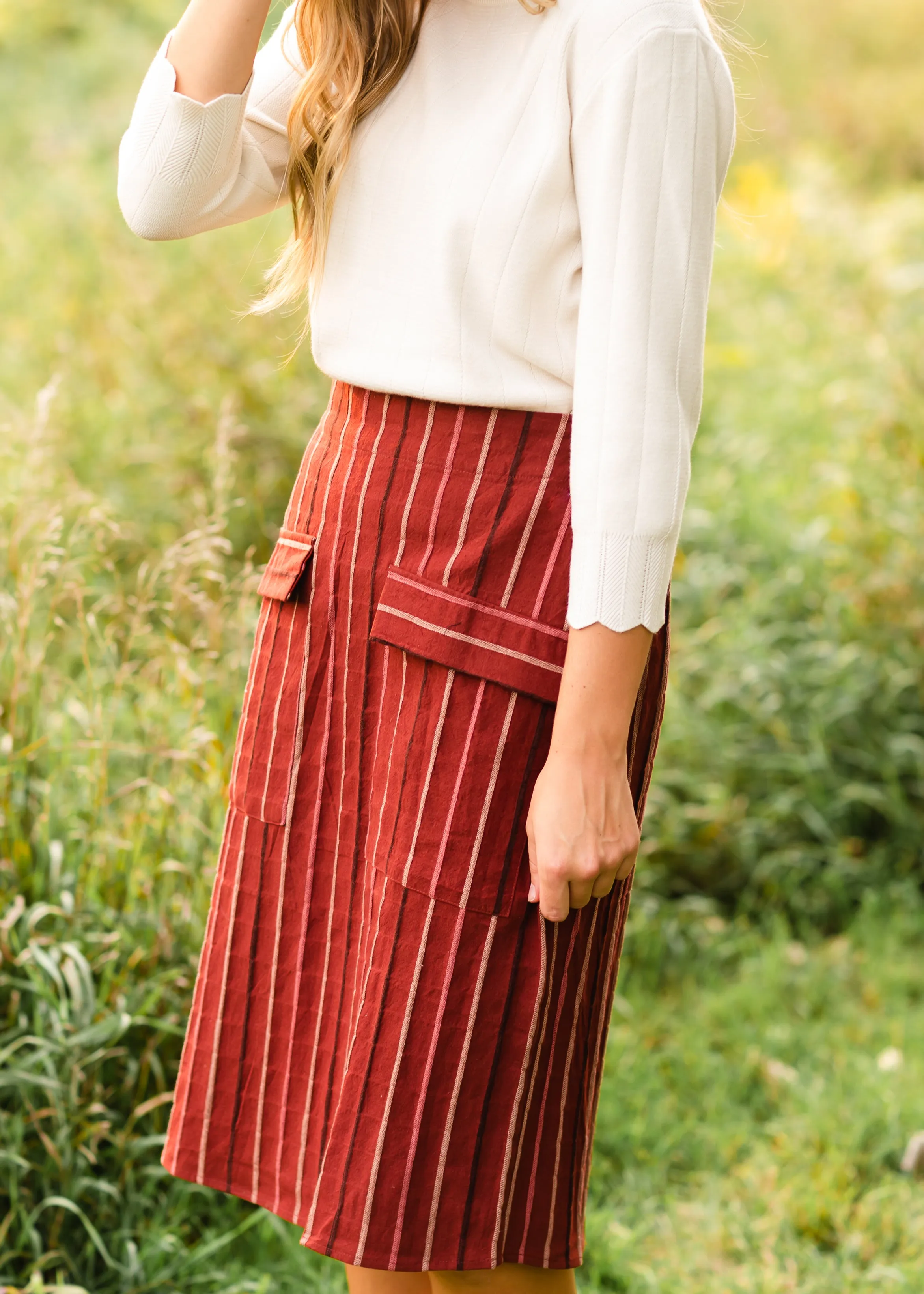 Oatmeal Scalloped Detail Sweater