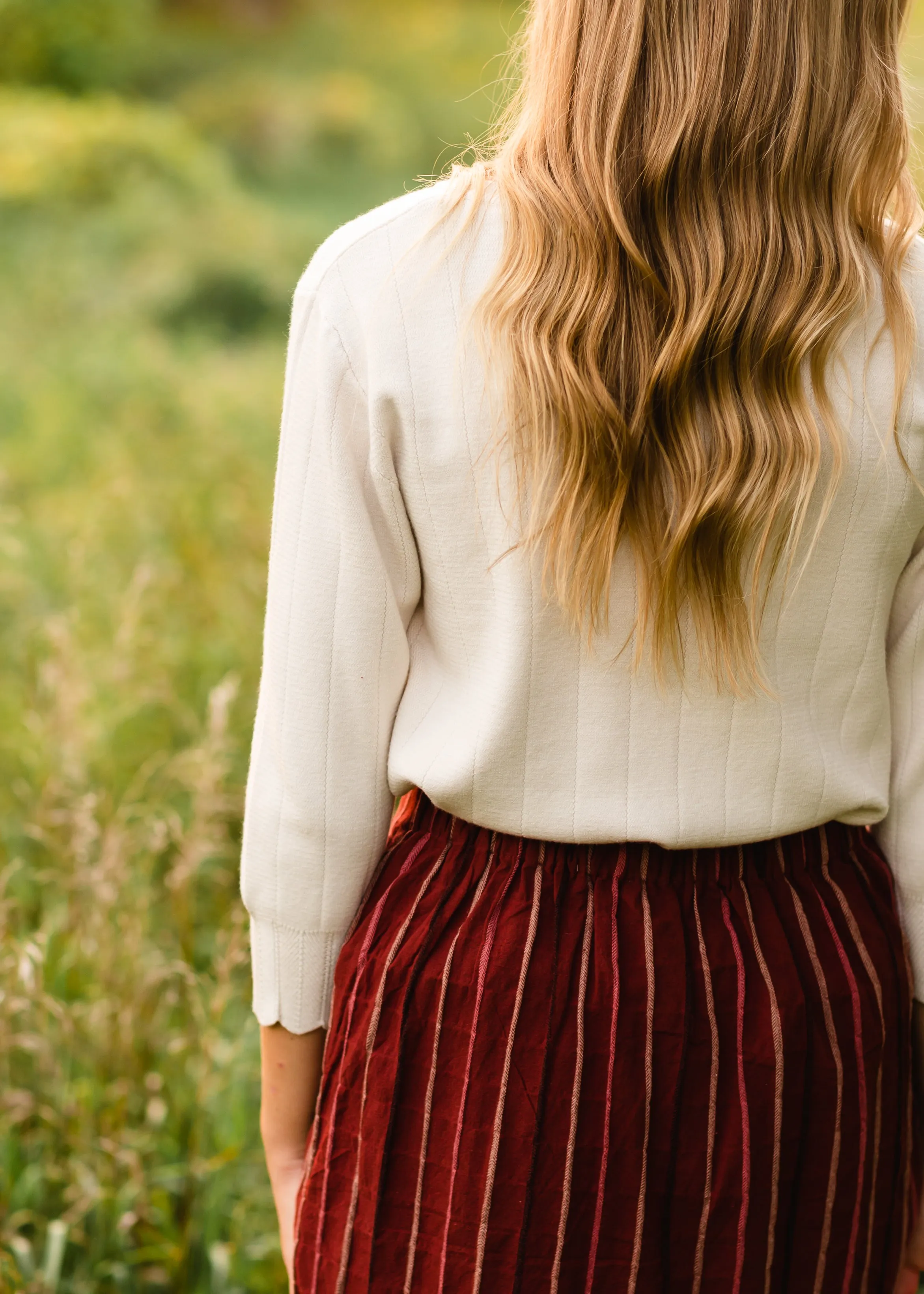 Oatmeal Scalloped Detail Sweater