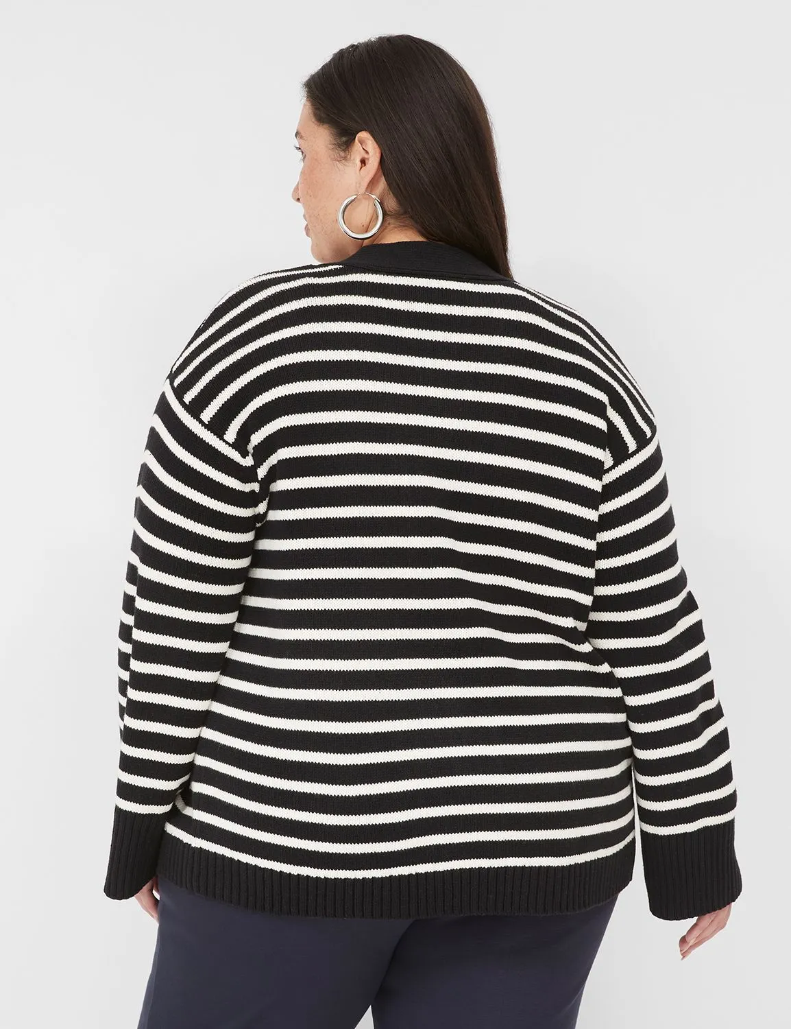 Open-Front Striped Cardigan