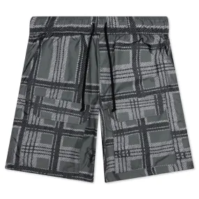 Plaid Ripstop Cargo Short - Black