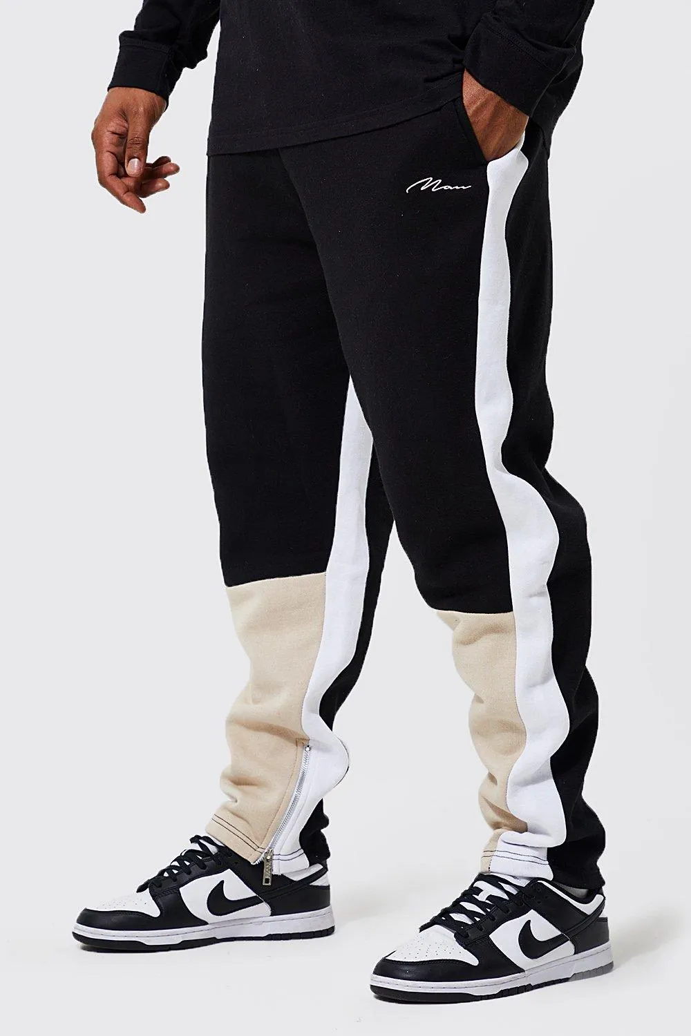 Plus Slim Fit Man Colour Block Joggers