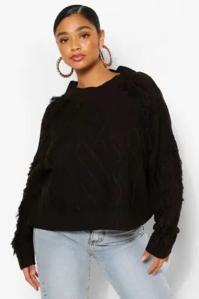 Plus Tassel Cable Chunky Sweater