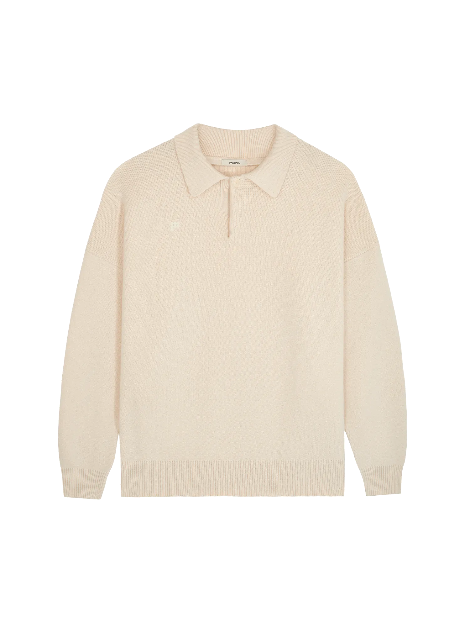 Recycled Cashmere Polo Sweater—ecru ivory