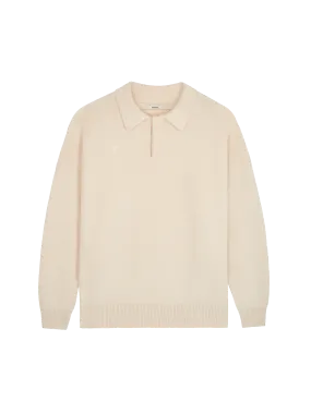 Recycled Cashmere Polo Sweater—ecru ivory