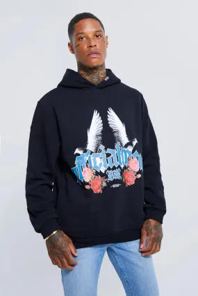 Regular Fit Dove Graphic Hoodie | boohooMAN UK