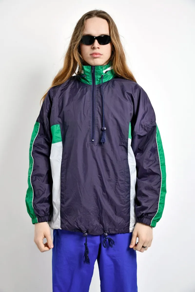 Retro windbreaker mens blue