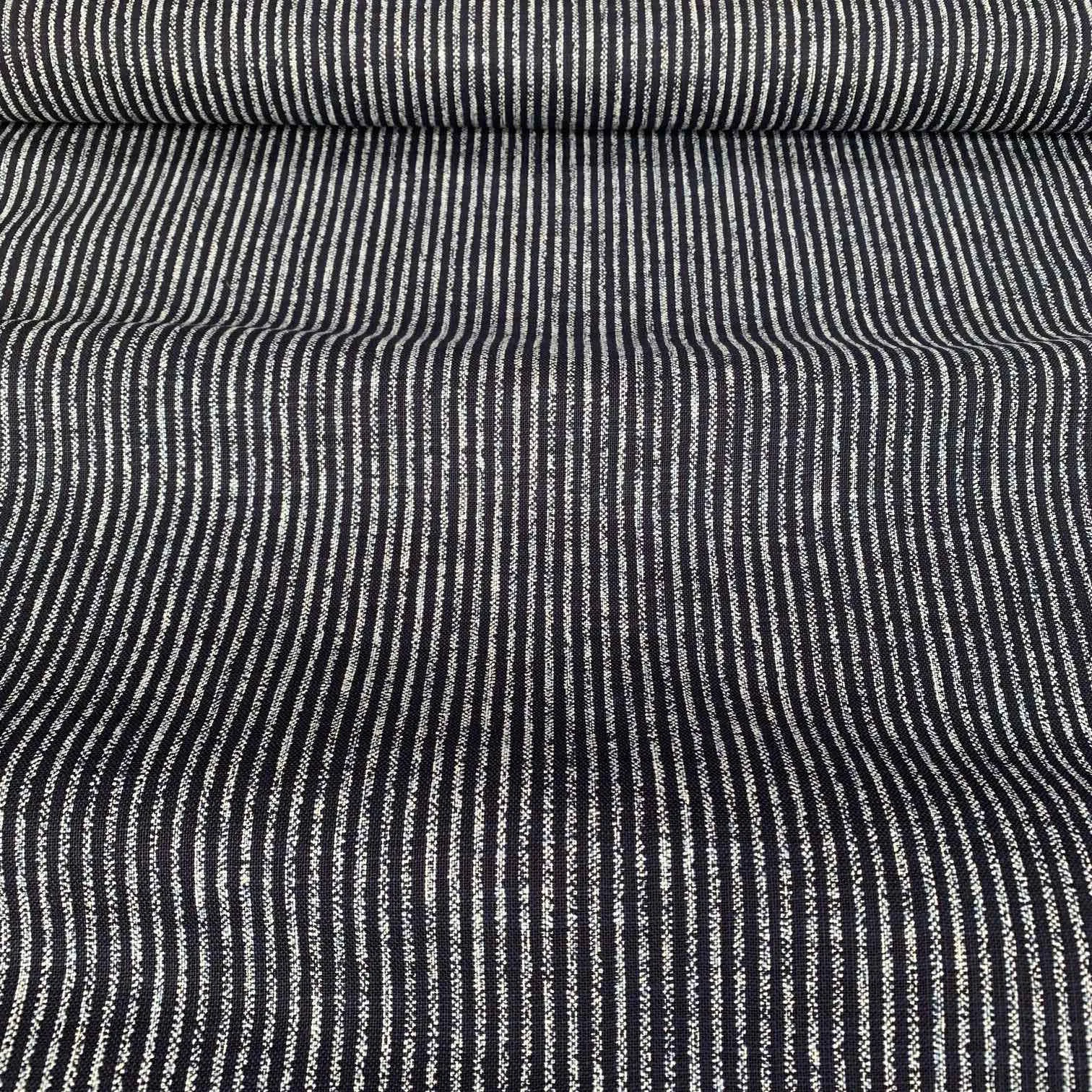 SEVENBERRY  Rustic Indigo Cotton Fabric  Broken Lines