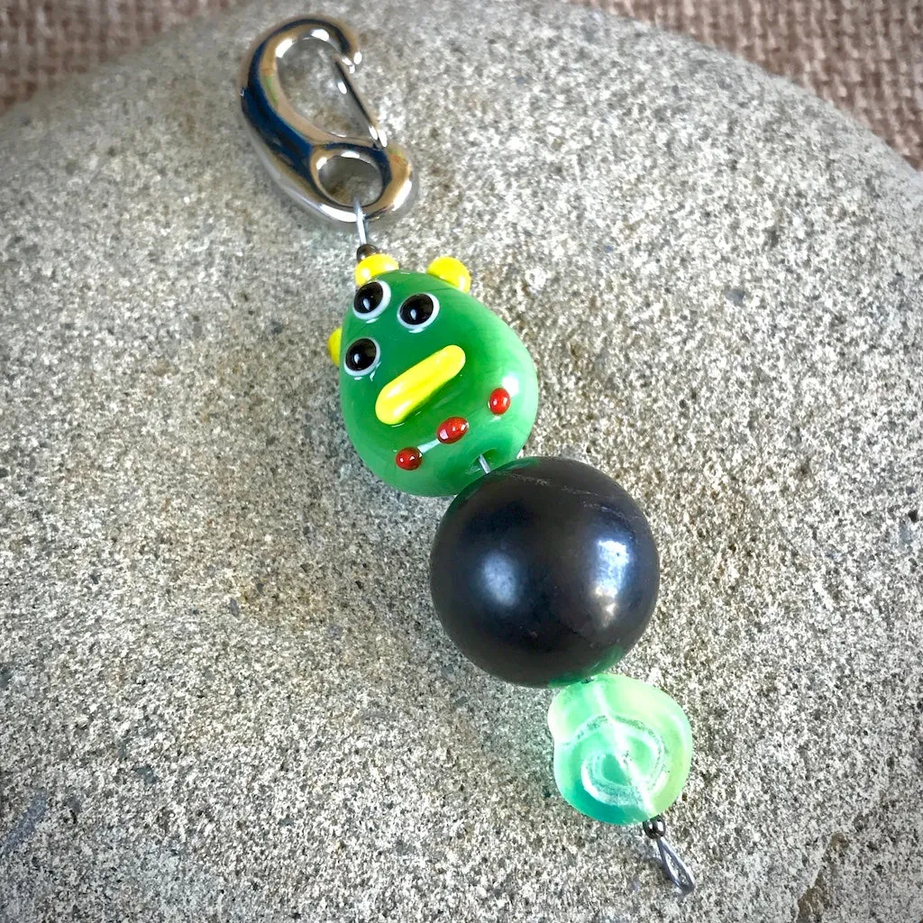 Shungite Clip-On Necklace With Green Monster for Kids