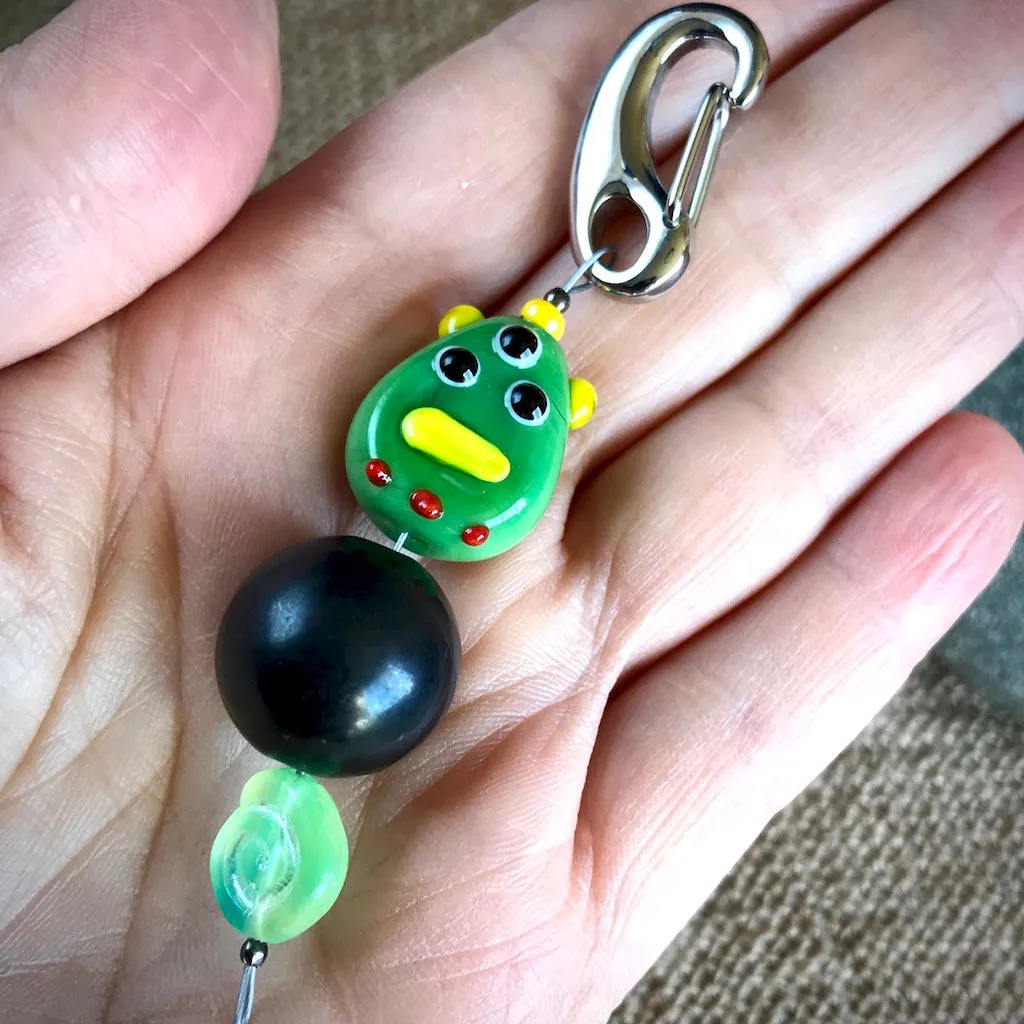 Shungite Clip-On Necklace With Green Monster for Kids