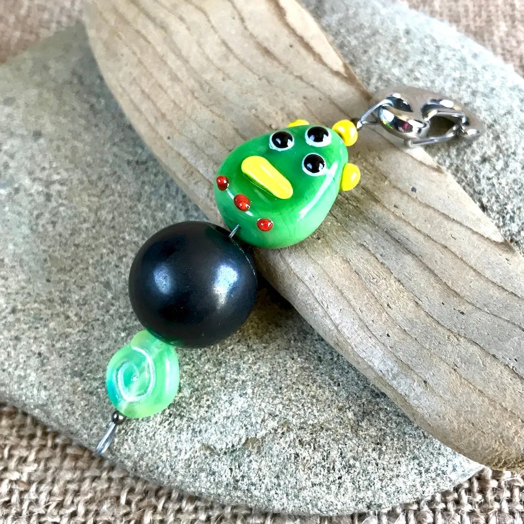 Shungite Clip-On Necklace With Green Monster for Kids