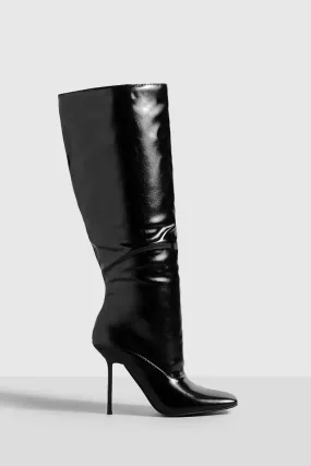 Square Toe Stiletto Knee High Boots