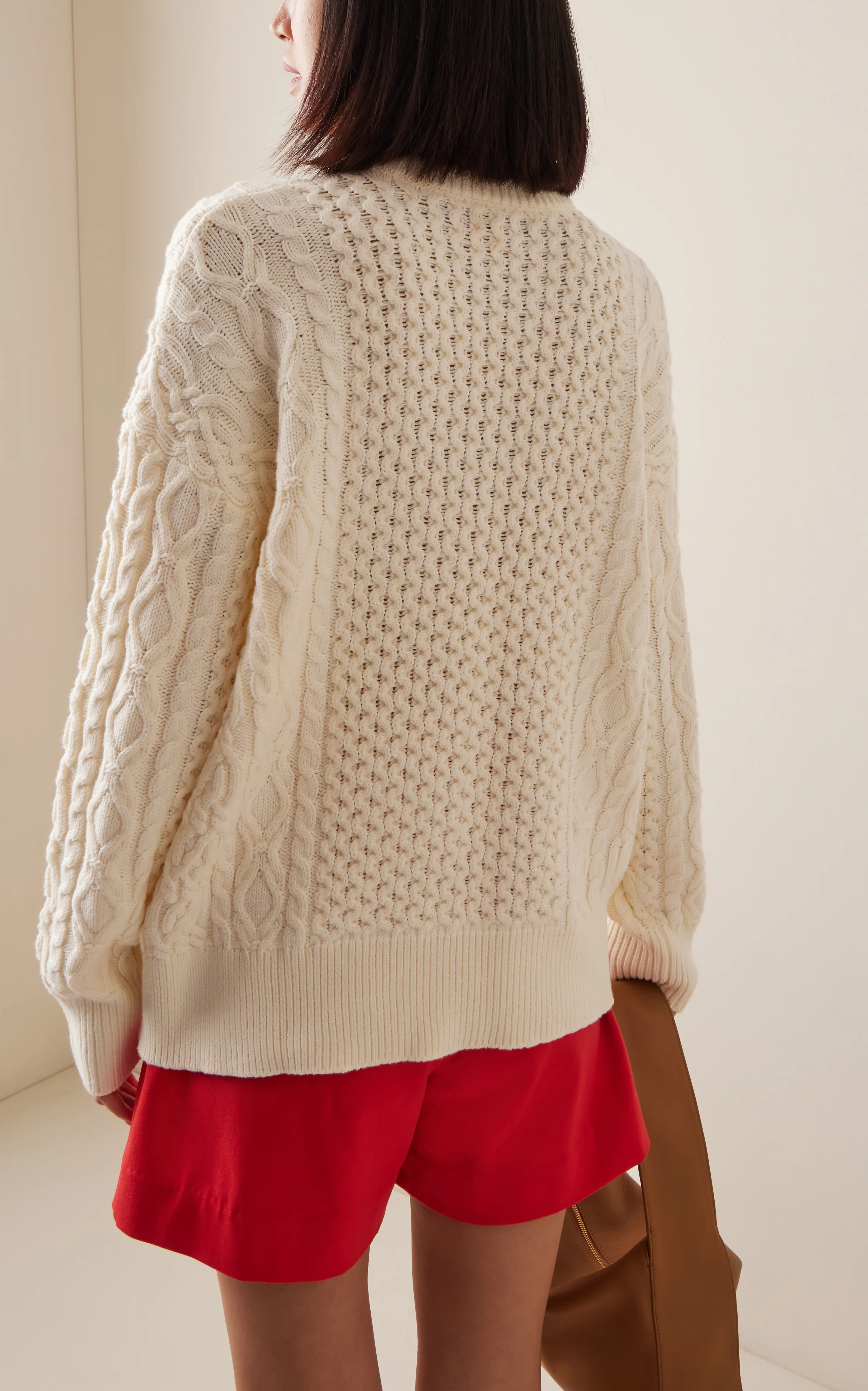 STAUD Tracy Cable-Knit Cotton-Blend Sweater