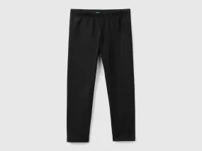 Stretch cotton leggings - Black | Benetton