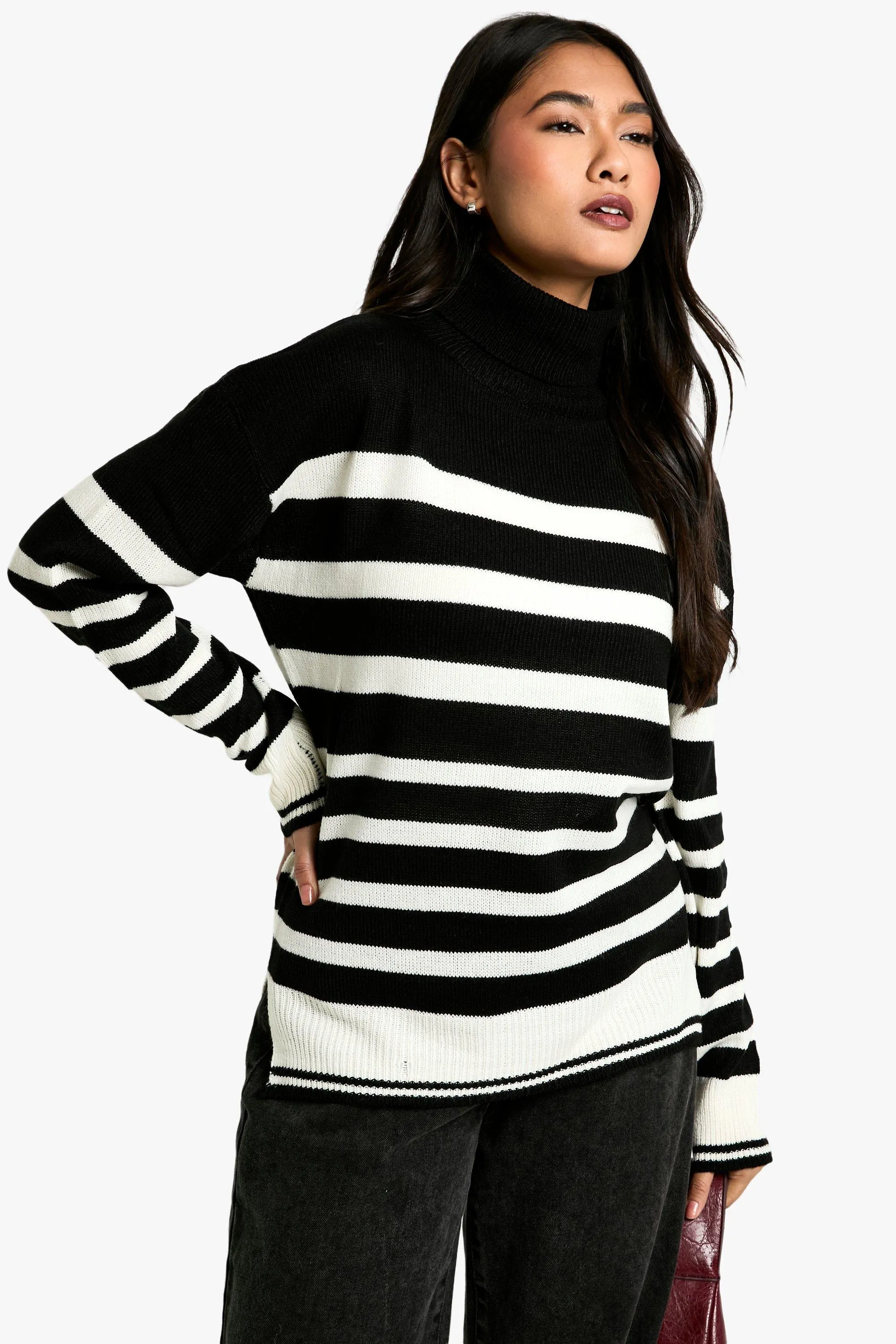 Stripe Turtleneck Sweater