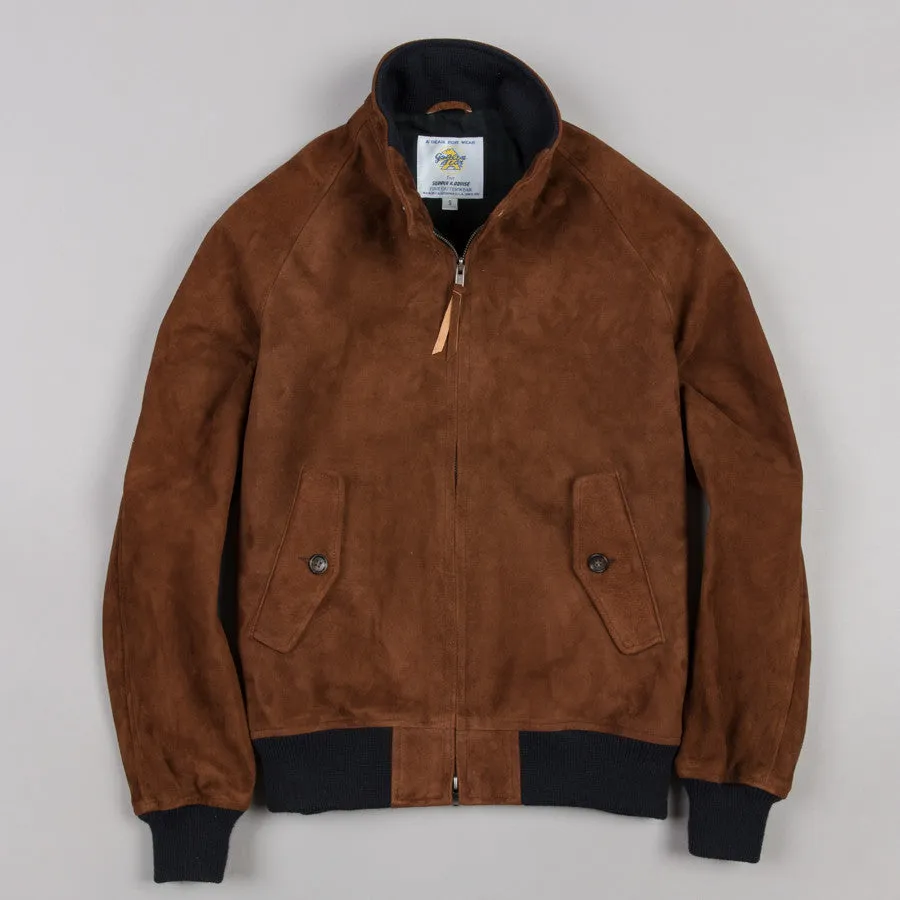 SUEDE HARRINGTON JACKET CHESTNUT