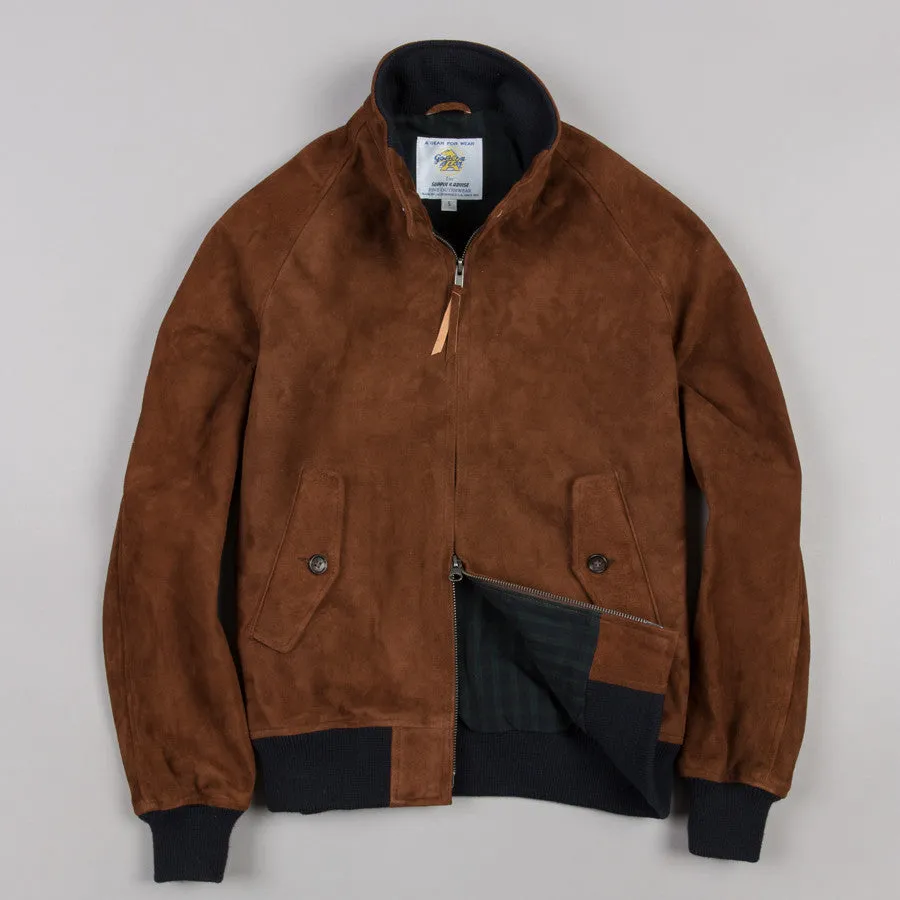 SUEDE HARRINGTON JACKET CHESTNUT