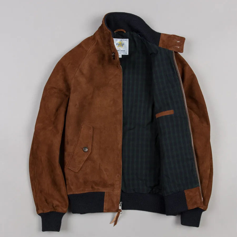 SUEDE HARRINGTON JACKET CHESTNUT