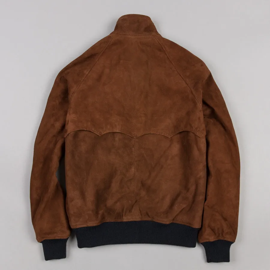 SUEDE HARRINGTON JACKET CHESTNUT