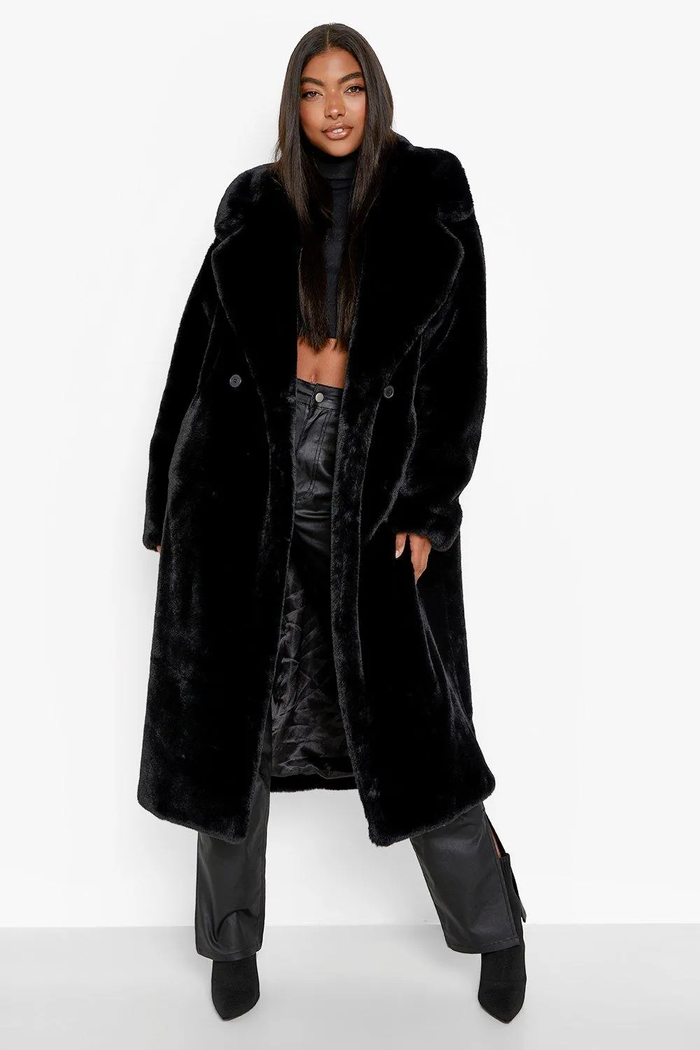 Tall Luxe Faux Fur Longline Coat