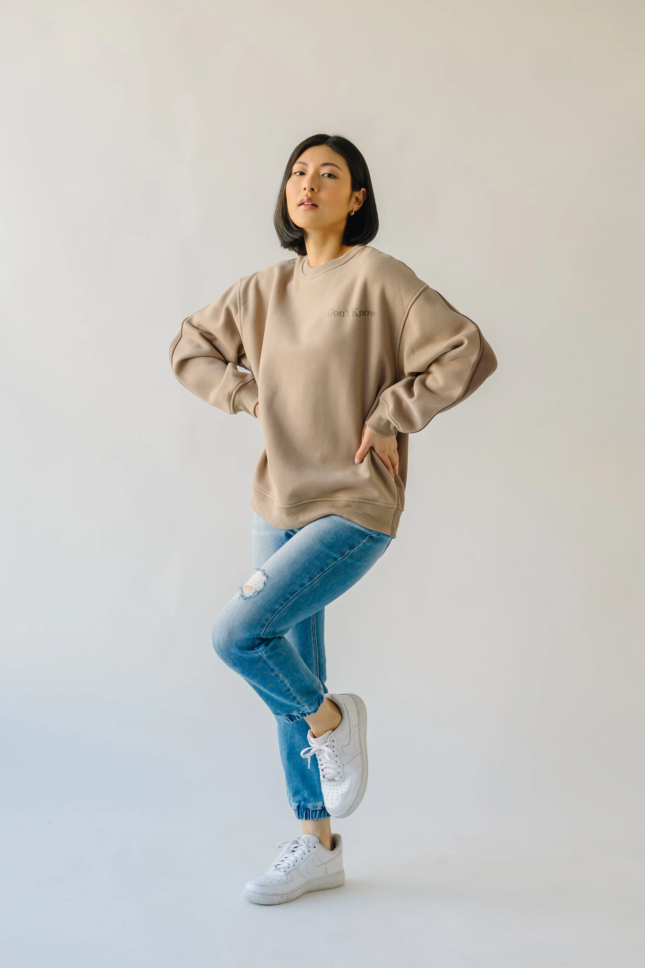 The Don't Know, Don't Care Pullover in Taupe