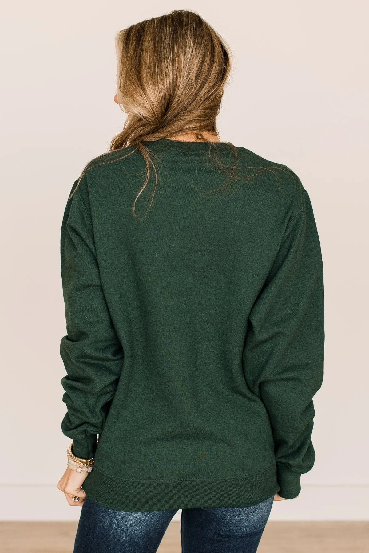 The Naughty List Crew Neck Pullover- Forest Green